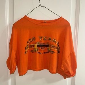 Orange slightly cropped t shirt, size small!